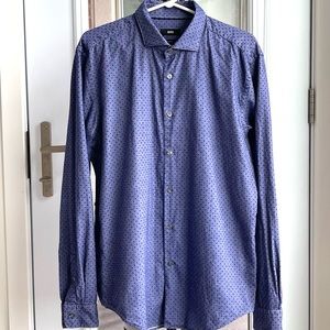 Hugo Boss Ridley Slim Fit Dot Print Mens Dress Shirt XL